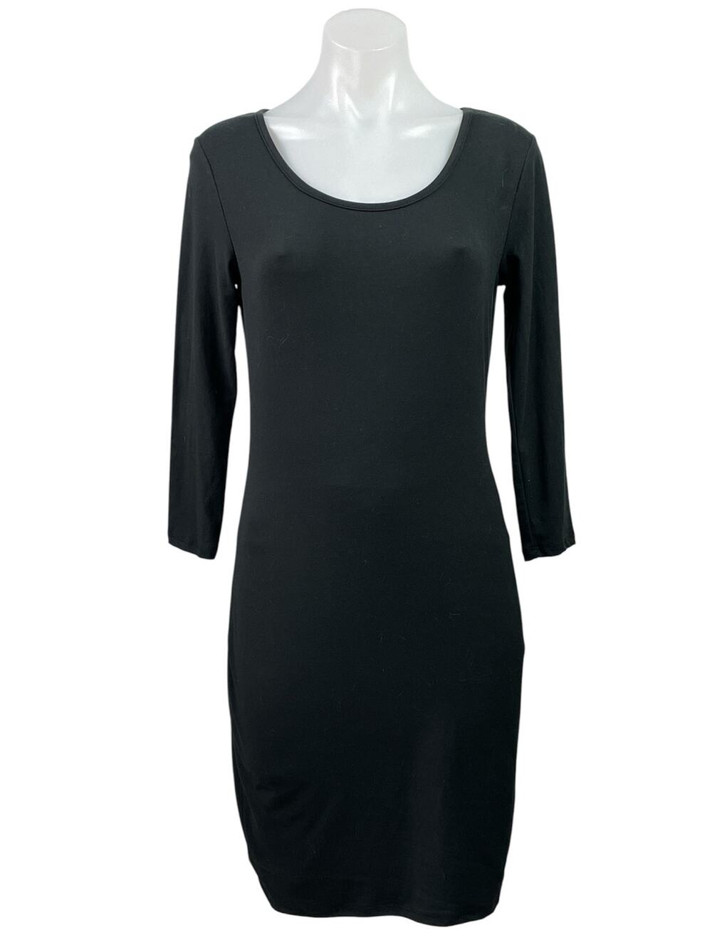 Say What? Black Scoop Neck Long Sleeve Stretch Mini Bodycon Sweater Dress Size M